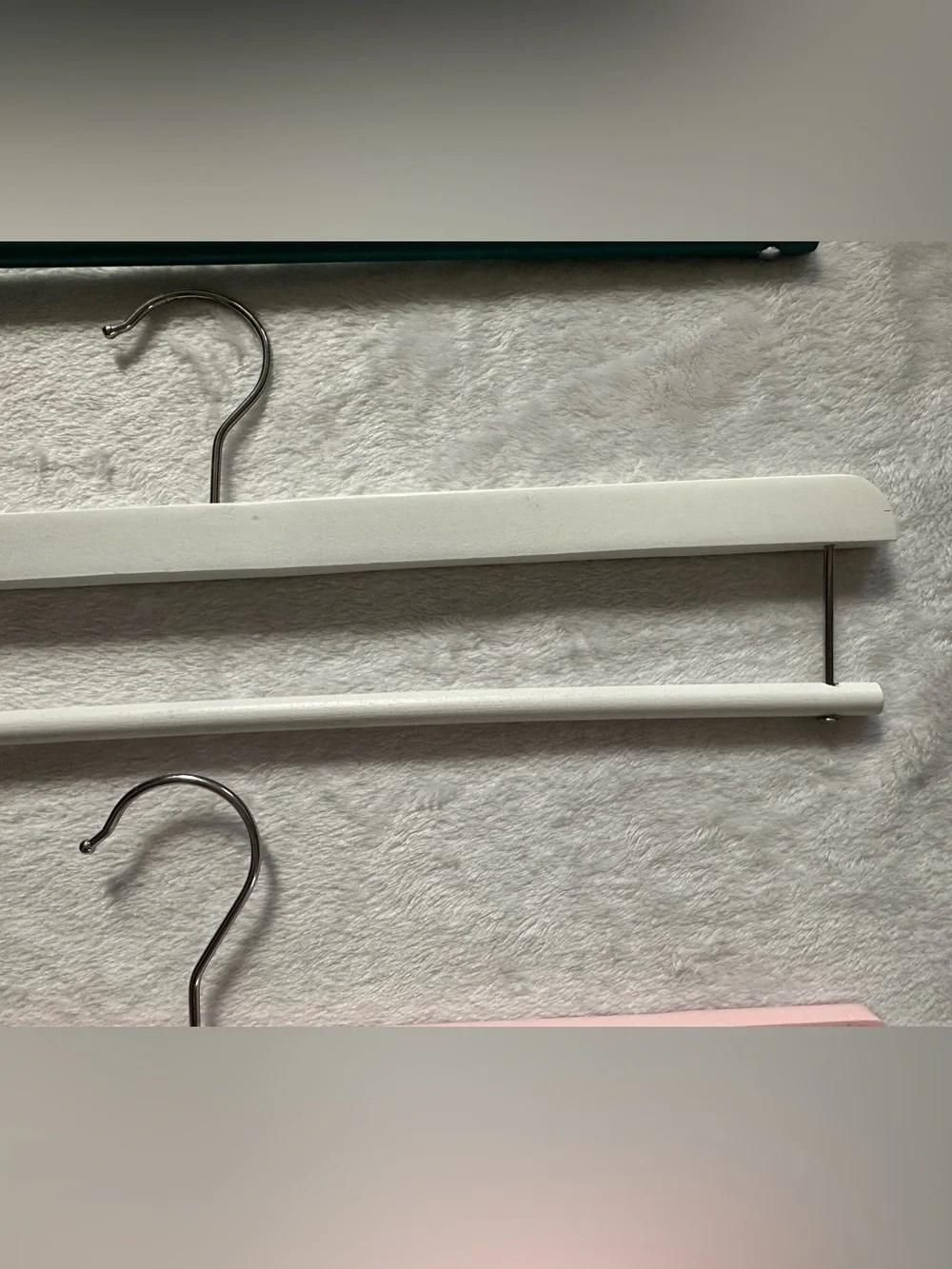 Wooden Hangers (Set of 3) For Blankets, Pants Teal Pink White